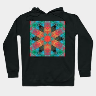 Mosaic Kaleidoscope Flower Pink and Teal Hoodie